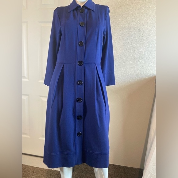 Talbots Dresses & Skirts - Talbots~Navy Blue~Mid-Weight~Ponte Knit~Button Down~Midi Dress~Pockets~Size 10